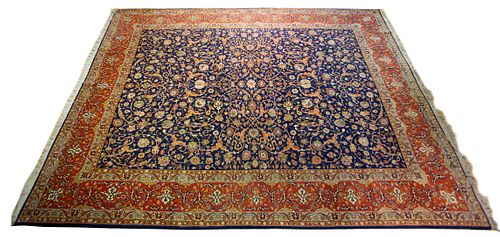 PERSIAN ISFAHAN FINELY HAND WOVEN WOOL CARPET, W 9' 9", L 13' 2" 