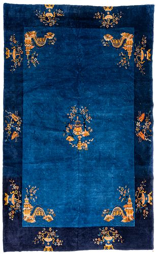 CHINESE BLUE WOOL RUG C, 1920 W 8'3" L 9'7" 