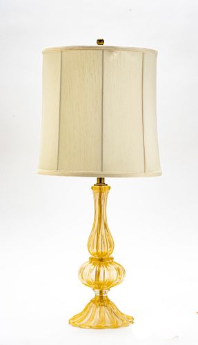 VENETIAN GLASS TABLE LAMP C 1950 H 14" - 28" 
