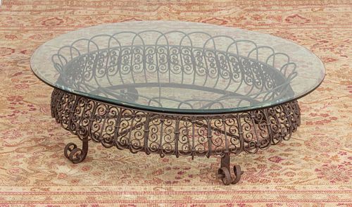VIENNA WROUGHT IRON PLANTER STAND- COFFEE TABLE H 15" W 44" L 50" 