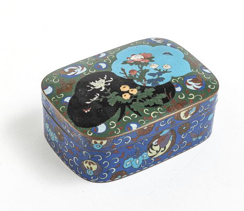 CHINESE CLOISONNÉ ENAMEL COVERED BOX, 19TH.C. H 2.25", L 6" 