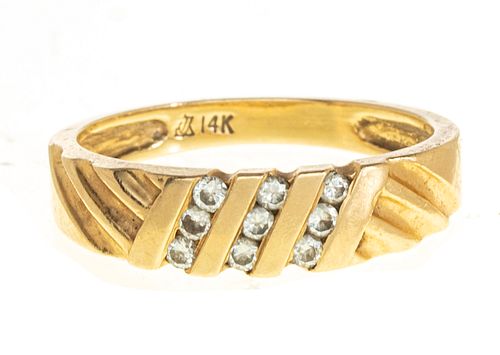 14KT GOLD & ENHANCEMENT DIAMOND RING, SIZE: 9, T.W. 4 GR 