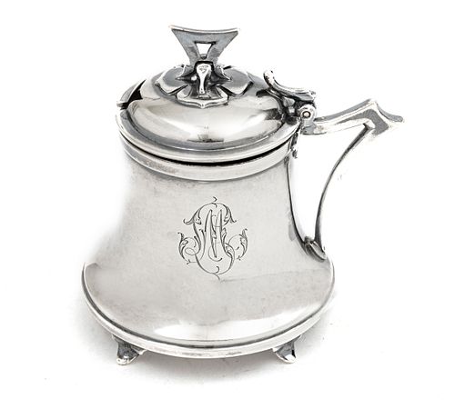 FRENCH STERLING SILVER MUSTARD POT H 3.2" 