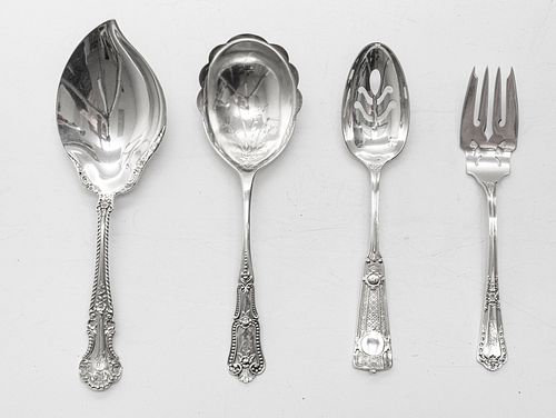 GORHAM, REED & BARTON  & STAR AND MARCUS STERLING SERVING UTENSILS FOUR PCS.  