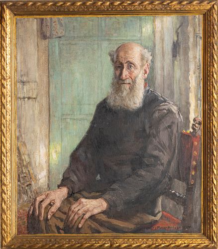 FRANCIS PETRUS PAULUS (AMERICAN, 1862–1933) OIL ON CANVAS, H 35", W 30", PORTRAIT 