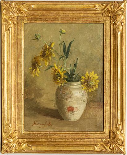 NISWOLD, OIL ON CANVAS, H 16", W 12", STILL LIFE WITH FLOWERS 