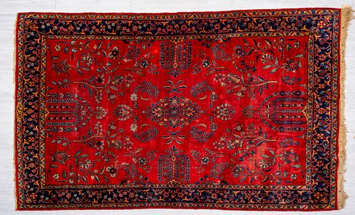 PERSIAN MANCHESTER KASHAN HANDWOVEN WOOL RUG, C.1910, W 5' 1", L 6' 4" 