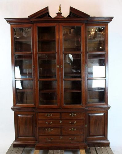 19th century mahogany breakfront bookcase