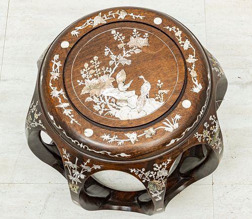 CHINESE STAND, MOTHER OF PEARL INLAY H 13.5" W 14" 