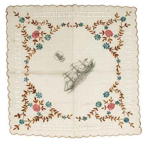 Silk Handkerchief Featuring Admiral Farragut & the USS Hartford 