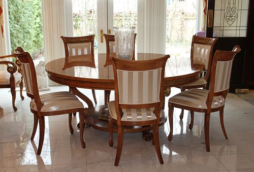VENETIAN GIEMME, DINING ROOM SET, 8 CHAIRS, TABLE (70") 9 PCS, H 30"