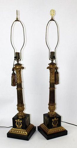 Pair of giltwood classical style lamps