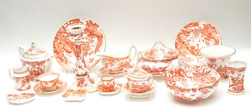 ROYAL CROWN DERBY DINNER SET, "RED AVES", 84 PCS. SERVICE FOR 12 