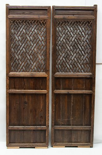CHINESE PANELED DOORS, PAIR, H 86", W 25 1/2"