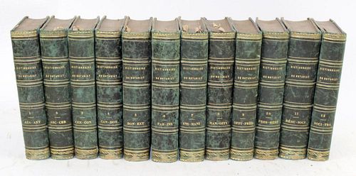 Lot of 12 volume French leather bound books