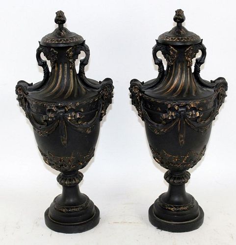 Pair of cast classical style urns