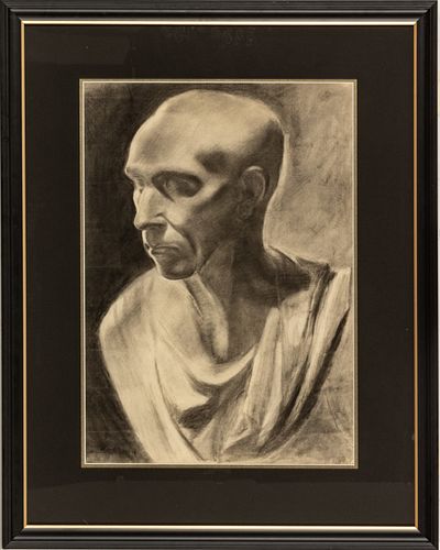 Francoise Gilot (French, 1921) Charcoal On Paper,  1934-35, Buste En Platre, H 24.825'' W 18.825''