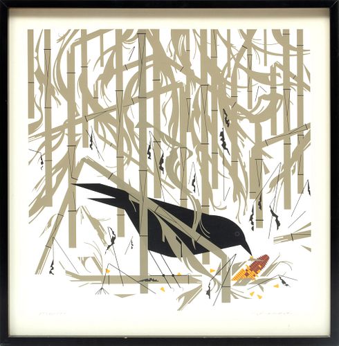 Charley Harper (Cincinnati, 1922-2007) Screenprint On Paper,  1973, Crow In The Snow, H 20'' W 20''