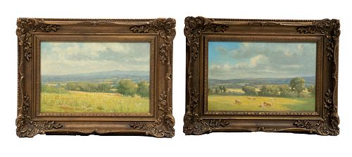 Arthur E. Hayes (British, 19th) Oil On Canvas, Bucolic Summer Landscapes, H 10'' W 15'' 2 pcs