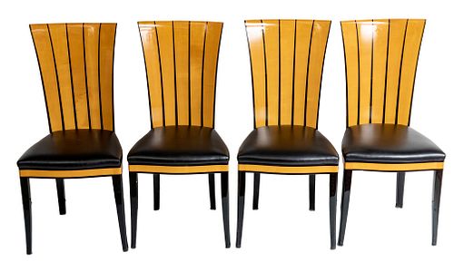 Eliel Saarinen (Finnish-American, 1883-1950) Authorized Edition, Art Deco Designed Set Of Four Side Chairs, H 37'' W 17.5'' 4 pcs