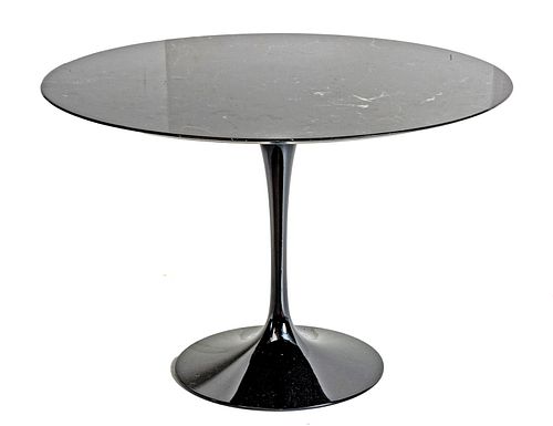 Eero Saarinen (FINNISH, 1910-1961) For Knoll (American)  Mid-Century Modern, Black Marble Top Tulip Table H 28'' Dia. 42.25''