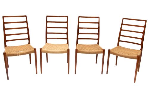 Niels Otto Moller (Danish) Teak Model 82 Side Chairs C. 1960's