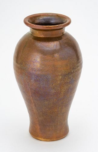 Pewabic Pottery (American, 1903) Copper Glaze Vase, C. 1910-1967, H 10.5'' Dia. 7''