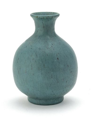 Pewabic Pottery (American, 1903) Matte Glaze Turquoise/Teal Vase, C. 1912-22, H 6.5'' Dia. 4.75''