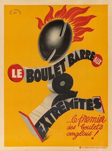 B. Sirven (French) Lithographic Poster In Colors On Wove Paper, Linen Backed, C. 1933, H 63'' W 47''