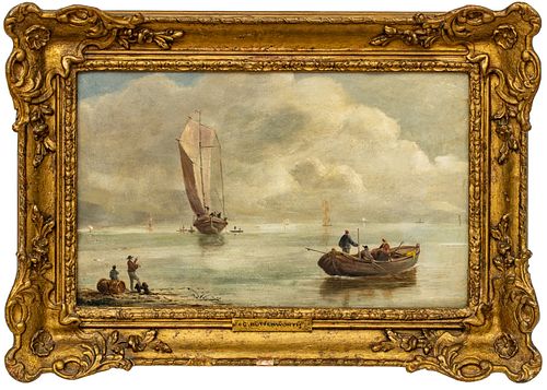 C. Butterworth,  Oil On Board C. 19th.c., Seascape, H 11'' L 17''