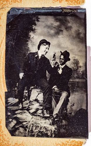 Tintype C. Late 19th Century, Young African American And Caucasian Man, H 3.5'' W 2.5''