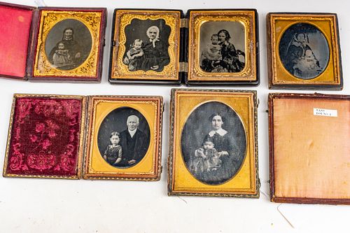 Sixth Plate Daguerreotypes C. 19th Century, Parents/Grandparents With Children, H 3.25'' W 2.75'' 6 pcs
