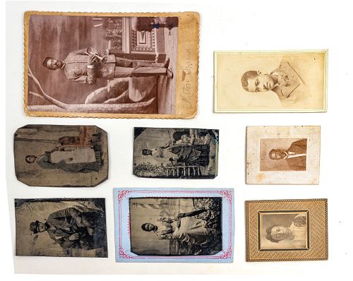 Four Photographs And Four Tintypes C. 19th/20th Century, African American Subjects, H 3.25'' W 2.75'' 8 pcs