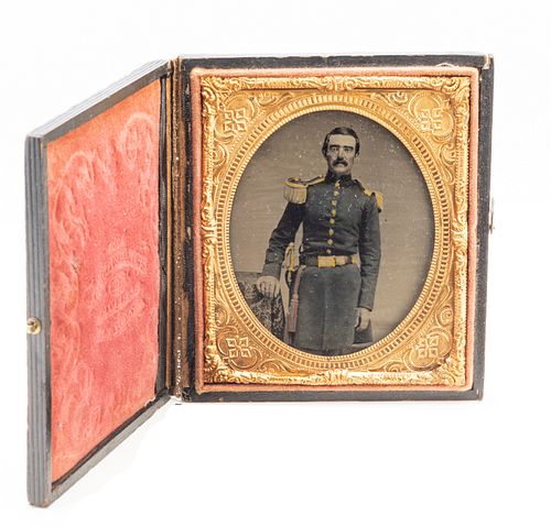 Sixth Plate Daguerrotype Of Union Officer  19th Century, H 3.125'' W 2.75'' 5 pcs