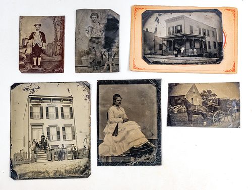 Tintype Grouping, 19th C., Six Pieces