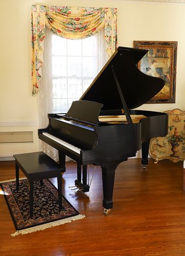 Boston By Steinway  Black Ebonywood Piano, H 40'' W 58.5'' L 75''
