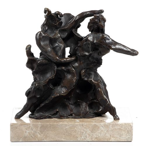 Reuben Nakian (American, 1897-1986) Bronze Sculpture,  1963, Dancing Couple, H 8'' L 9''