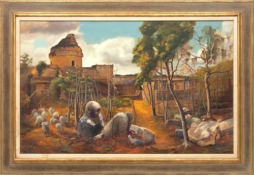 Dorothy Dell Dennison (American, 1908-1994) Oil On Canvas, Yucatan, H 30'' W 48''