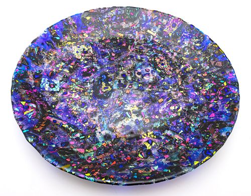 Contemporary Dichroic Glass Charger, H 2'' Dia. 19''