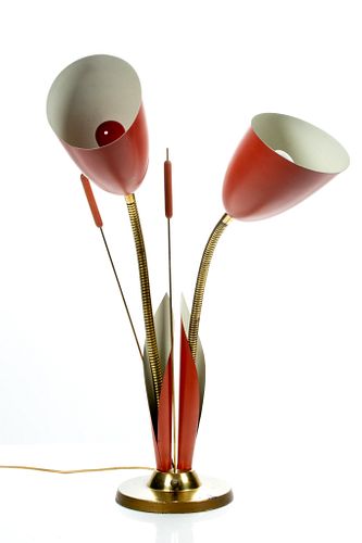 Mid-Century Modern Metal Goose Neck, Callalily, And Cat's Tail Lamp