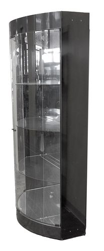 Modern Curved Glass Curio Cabinet H 83" W 38" D 18"