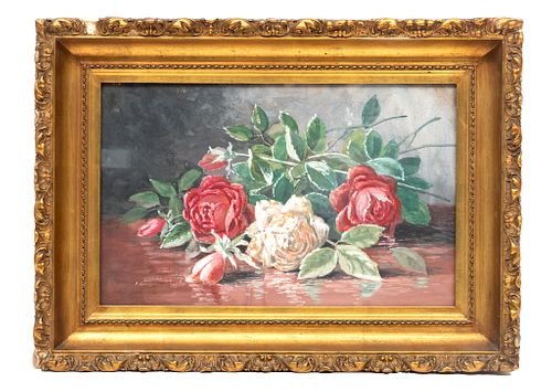 Elizabeth Foote Ferguson (American, 1884-1925) Gouache On Artist Board, Still Life With Roses, H 11.75'' W 18.25''