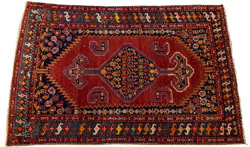 Semi-Antique Persian Afshar Handwoven Wool Rug, C. 1940s, W 4' 3'' L 6' 6''