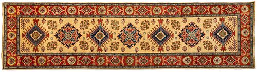 Afghani Persian Design Handwoven Wool Runner, W 2' 8'' L 10' 2''