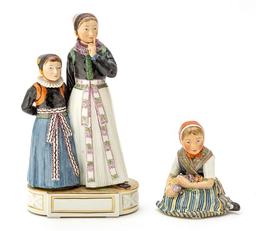 Royal Copenhagen (Danish) Porcelain Figurines, H 8.75'' W 5'' 2 pcs