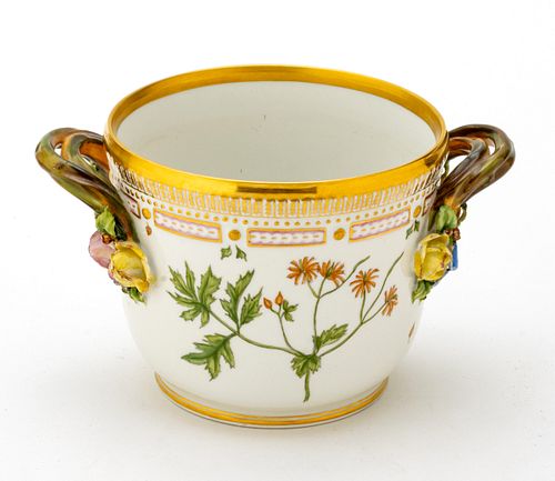 Royal Copenhagen 'Flora Danica' Porcelain Cache Pot, H 4.75'' L 8''