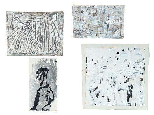 John Beardman (American, B. 1937) Neo-Expressionist Oils On Canvas & Paper, C. 1975, 4 Pcs, L 12"-20"