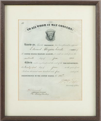 William Howard Taft, Secretary Of War, Signed Letter,  June 21st, 1904, H 14.25'' W 11.75''