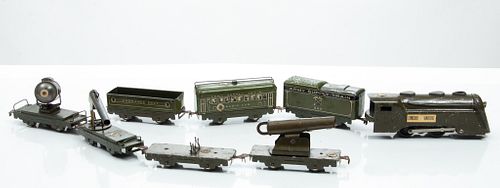 Marx  Army Supply Train Grouping C. 1930, 8 pcs