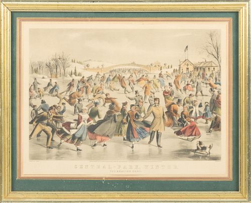 After Currier & Ives (Publishers) (American) Offset Lithograph On Wove Paper, Central Park, Winter,